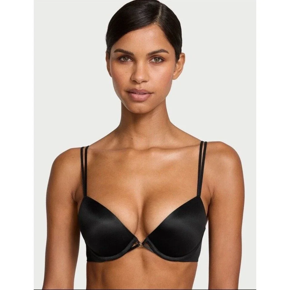 Victoria’s‎ Secret Very Sexy Push Up Bra Size 36DD Black Plunge Underwire Smooth